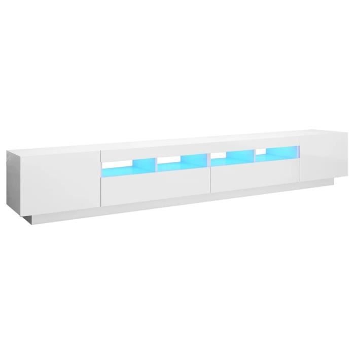 Meuble TV VidaXL Avec LED RGB - 90x35x40 Cm, Bois, Blanc, Rangement