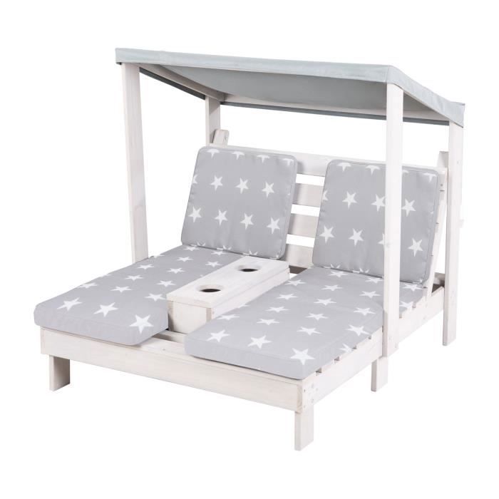 Chaise Longue Double Enfant - ROBA - Little Stars - Coussins Déhoussables - Bois Résistant - Pare-Soleil UV Chaise Longue Double Enfant - ROBA - Little Stars - Coussins Déhoussables - Bois Résistant - Pare-Soleil UV