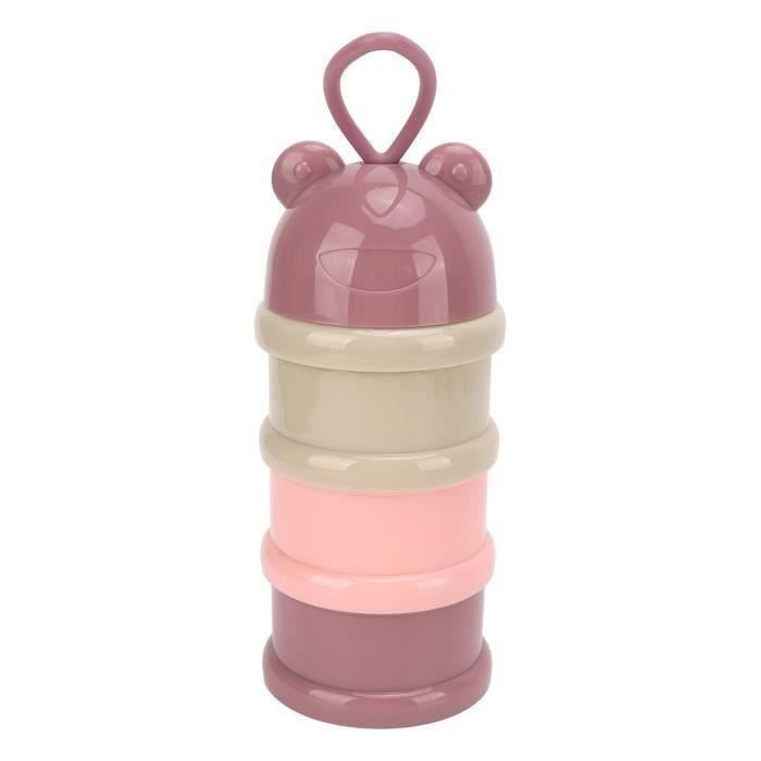 Boîte à Lait En Poudre 3 étages Avec Dessin Ours – Grand Format, Latérale, Portable, Marron – Parfait Pour Les Sorties Bébé