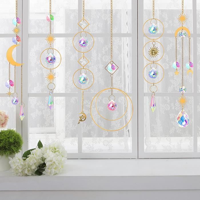 Attrape-soleil En Cristal - Lot De 2 Pendentifs à Facettes, 40 Cm, Crée Des Arcs-en-ciel