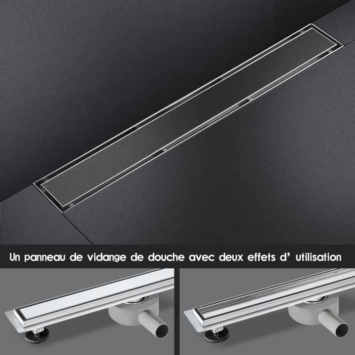 Caniveau De Douche Avec Filtre à Cheveux Appareil Désodorisant Noir Acier 50 Cm