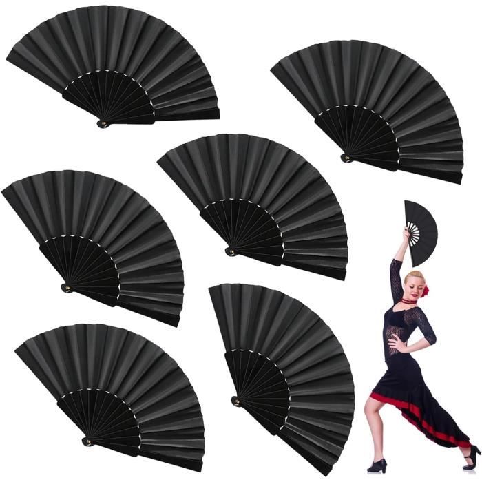 Éventail Noir Dentelle Dorée – 2 Pièces – Éventail Pliable Mariage, Fête – Accessoire Décoratif - 3