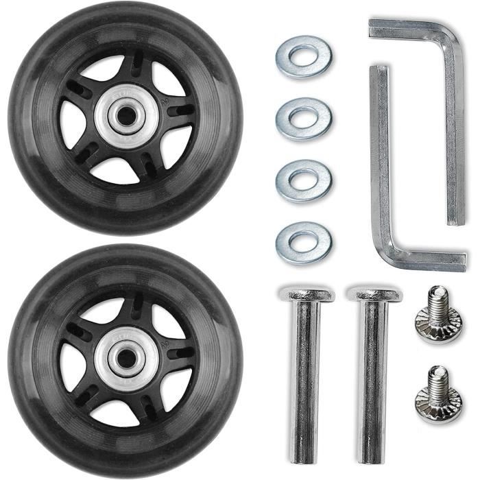 Kit De 2 Roues De Remplacement Pour Valise 70x24 Mm - Avec Essieux, Clé Et Roulements