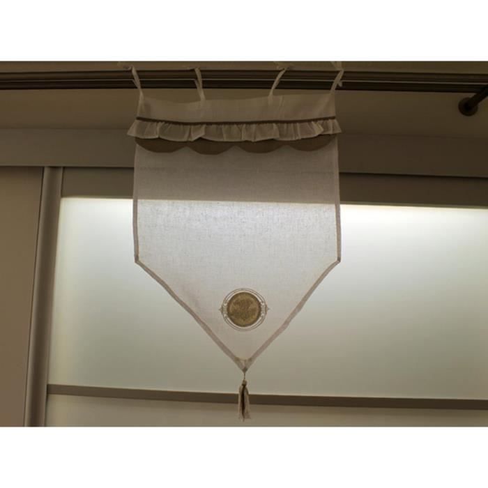 Autrefois Brise Bise Et Enrouleur 60 X 120 Cm Curtois, Lin Brodé, Voilage Broderie, Style Charme, Petit Rideau Fin - Maison