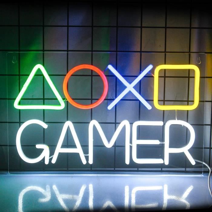 Panneau Néon LED "Gaming Zone" - Décoration Murale Gamer - USB, Gradable - Pour Chambre, Salon, événements