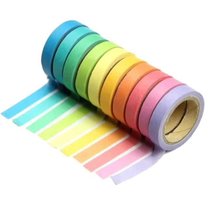 Falary Lot de 10 Rouleaux Ruban Washi Tape Adhésif Couleur Bonbon 75mm  Papier Décoratif Masking Tape pour DIY Scrapbooking[S586] - Cdiscount  Beaux-Arts et Loisirs créatifs