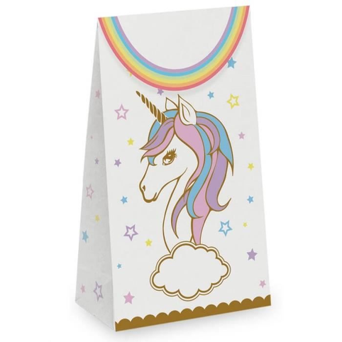 2 Lots de 6 Sachets en papier "Licorne" pour mettre vos bonbons REF