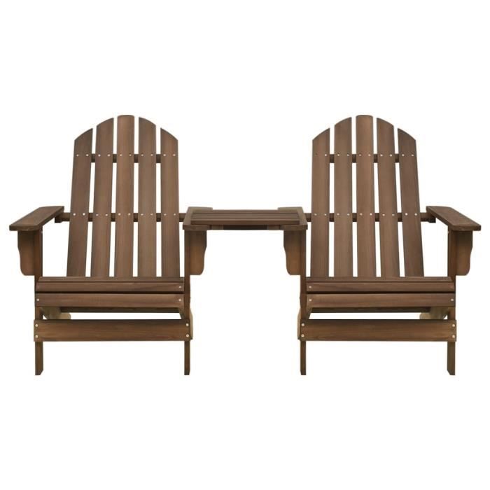 Chaise De Jardin Adirondack 2 Places En Bois De Sapin Massif | Dimensions 119.5x85.5x89.5 Cm | Charge Max 110 Kg | Confort Ergonomique