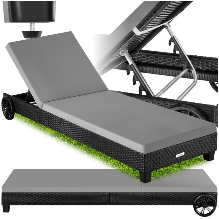 Chaise Longue Inclinable 2 En 1 – Transat + Fauteuil à Bascule – Repose-pieds – Textilène – Jardin, Terrasse, Camping – TecTake - 5