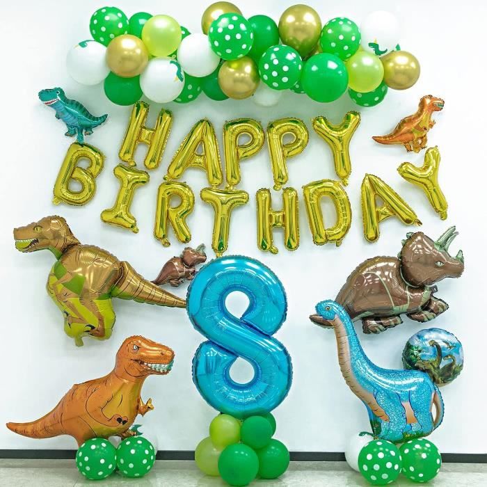Halinuia Lot de 30 décorations de gâteau d'anniversaire pour enfant, thème dinosaures joyeux anniversaire gâteau avec boules décoratives, pour gâteaux, fêtes d'enfants, baptême