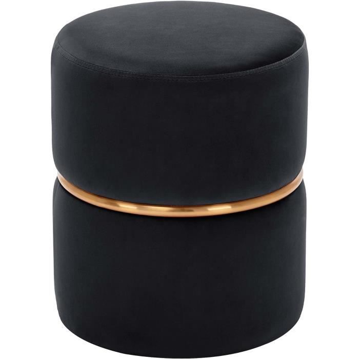 Pouf Rond En Velours Noir Sur Piètement Métal Doré – DUHOME, Moderne, Occasion