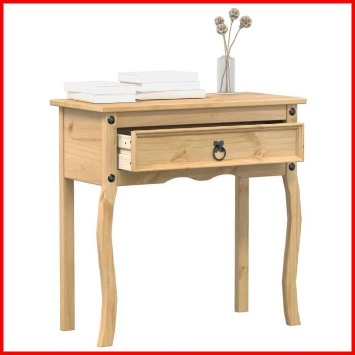 Table console - V BESTLIFE - Corona - Bois de pin massif - 1 tiroir - 73x35x73 cm