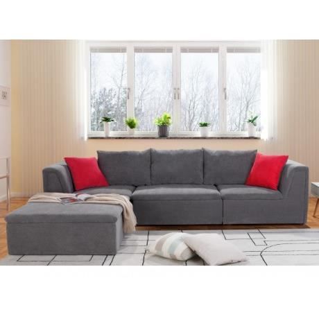 Canapé Modulable En Tissu Dallas Gris Achat Vente