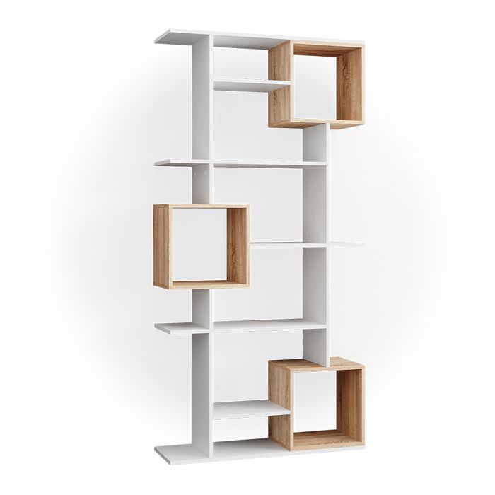 vicco bibliothèque cubes, séparateur de pièce, étagère sur pied, sonoma-blanc, 9 compartiments, étagère murale, étagère haute