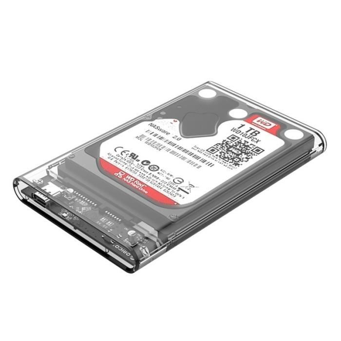 Boîtier disque dur 2.5 pouces USB3.1 Type C transparent externe