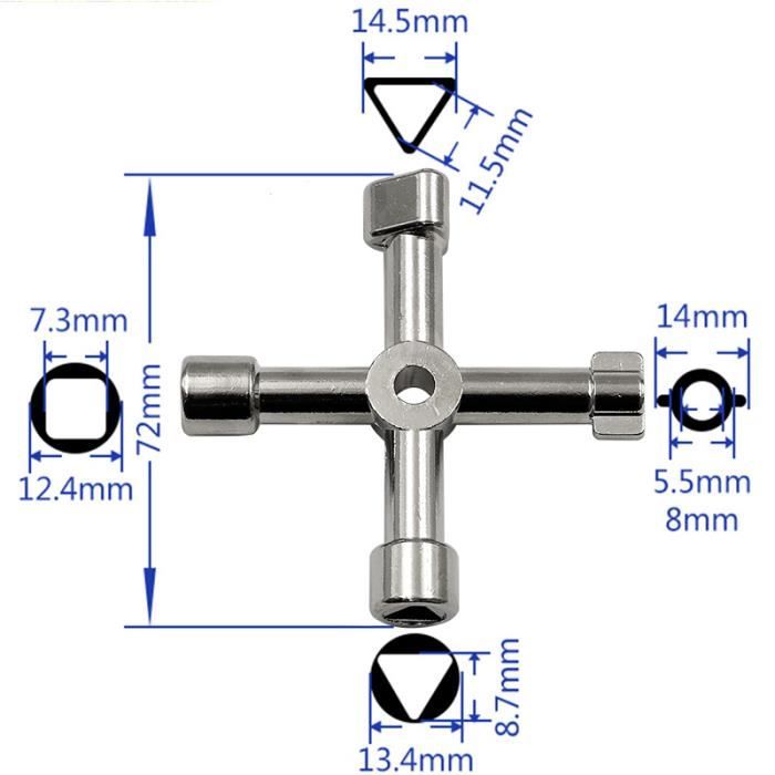 CLE A MOLETTE,Faucet Wrench--Clé Triangulaire Universelle Multifonction, 4 Voies, Pour Plombier