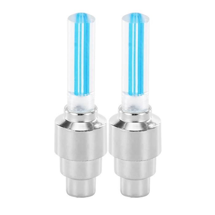 ACCESSOIRES VELO,001 Blue--Bouchons de Valve de roue LED néon pour vélo, 2 pièces, lumière de voiture, accessoires de bicyclette,