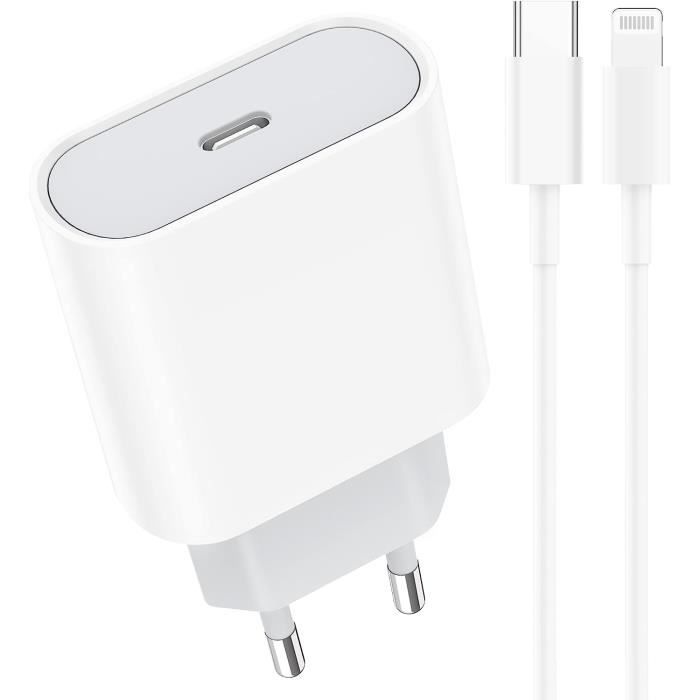 Chargeur Rapide 20W + Câble 1M USB C Pour iPhone 14/14 Plus/14 Pro/14 Pro  Max/13/12/11/SE/iPad Pro - Cdiscount Téléphonie