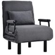 Canapé-lit-fauteuil convertible, dossier réglable sur 6 positions, fauteuil pliable avec oreillers, assise rembourrée, canapé-1
