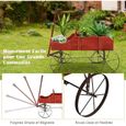 GOPLUS Jardinière Forme Brouette Chariot Décoratif en Bois avec 2 Bac de Plantation pour Jardinière,Jusqu’à 15kg,35×62,5×60cm Rouge-1