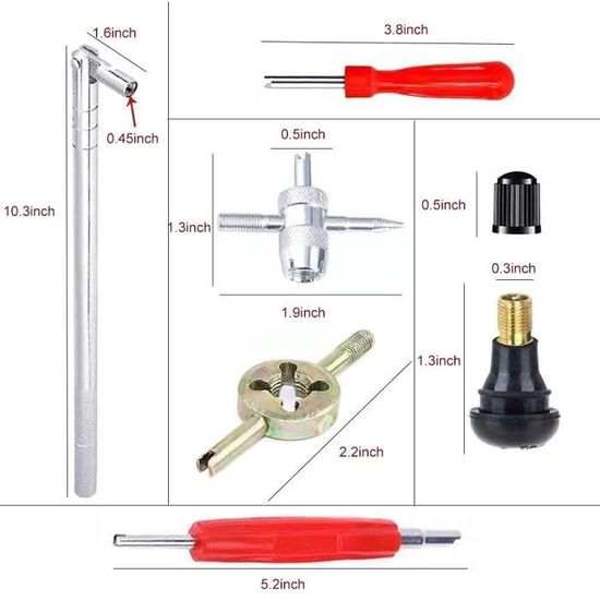 Ensemble D'outils De Valve De Pneu Portable En Acier Inoxydable Pour Réparation De Voiture, Camion, Vélo