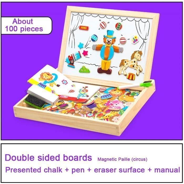 SK MISS Puzzle Magnétique Bois, Jeux Enfants Montessori 1 2 3 4+ Ans, Tableau Magnétique Double Face Pour Enfants, Jeux Éducatifs Magnetic Book Tales, Puzzle Cadeau Enfant
