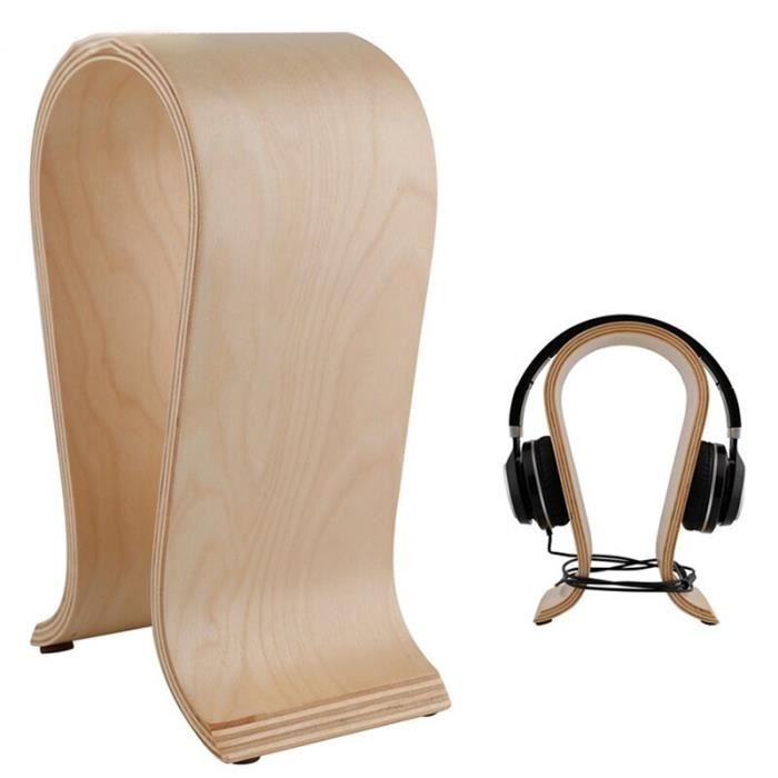 support de casque Support de support pour casque en bois en forme de U  Cintre en bois pour casque de bureau