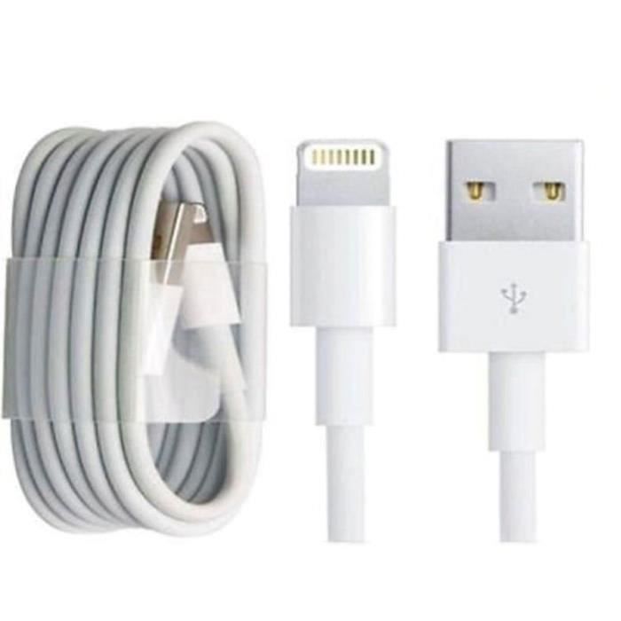 Chargeur pour téléphone mobile Phonillico Cable USB Lightning Blanc pour  iPhone 11 / 11 PRO / 11 PRO MAX / X / XS / XS MAX / XR / 8 / 8 PLUS / 7 / 7  PLUS / 6 / 6S / 6 PLUS / 6S PLUS / 5 / 5S