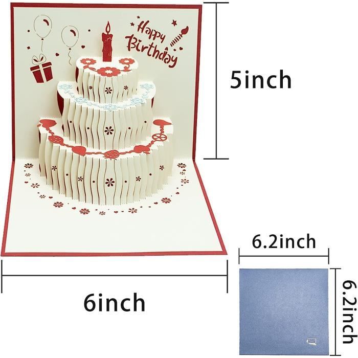 Cartes D'Anniversaire 3d Pop-Up, Cartes De Joyeux Anniversaire Avec Enveloppes, Cartes De Vœux Pour Famille, Amis, Enfants, Amoureux