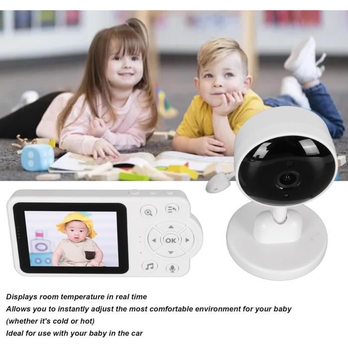 Moniteur pour bébé, écran 2,4 Pouces, FHSS 2,4 GHz, Moniteur Vidéo pour bébé  avec Caméra et Audio, Vision Nocturne, Conversation Bidirectionnelle,  Musique (Prise UE 100-240V) : : Bébé et Puériculture
