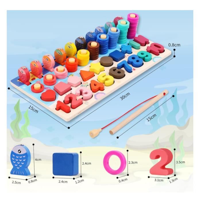 Jeu de pêche magnétique en bois Montessori 7 en 1 - MARSEE - Jouet