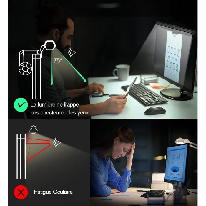 Lampe pour Écran d'Ordinateur PC Moniteur USB Barre Lumineuse à LED dont la  Luminosité et la Teinte Réglable avec Lumière de C[299] - Cdiscount Maison