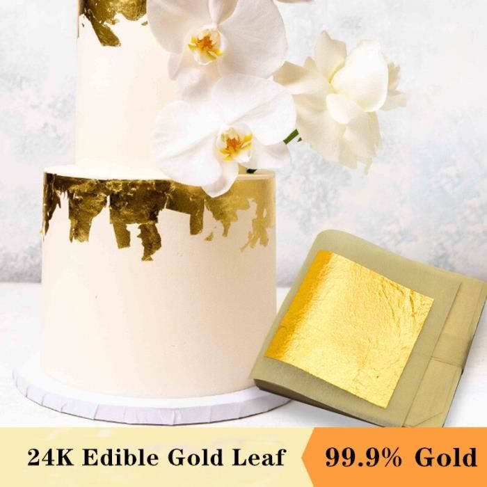 Feuilles de feuille d'or comestible 24K, pour décoration de gâteau, Steak,  papier en or véritable, fl 2.75x2.75cm(100Pcs) -WGHY514 - Cdiscount Maison
