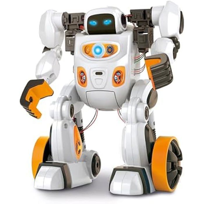 Clementoni – Eddie Robot éducatif Parlant Et Lumineux – 17 Activités, 30 Cartes – Lettres, Chiffres, Coding – Dès 4 Ans