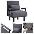Canapé-lit-fauteuil convertible, dossier réglable sur 6 positions, fauteuil pliable avec oreillers, assise rembourrée, canapé-2