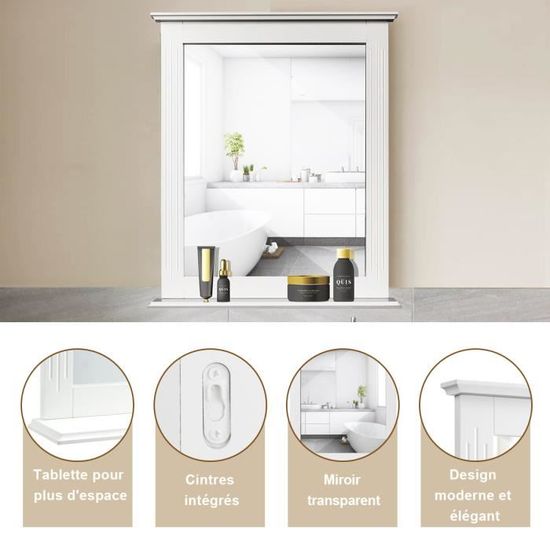 Miroir de Salle de Bain SIRHONA Miroirs LED 100x60cm avec 3X Loupe Prise pour, Affichage de L'heure et Fonction Anti-buée