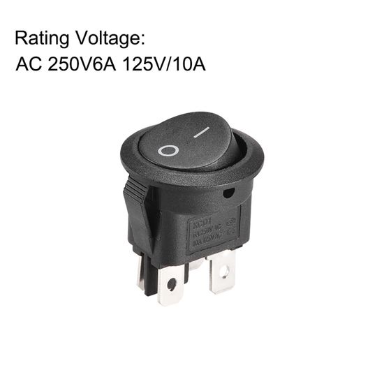 Interrupteur à Bascule DPST 4 Bornes – 20A/125V – 22A/250V, Pour Bateau, Cuisine, Bricolage, Noir, I/O