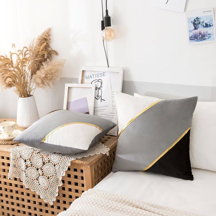 Lot De 4 Housses De Coussin Décoratives En Lin Pour Canapé, Chambre à Coucher, Voiture, 45