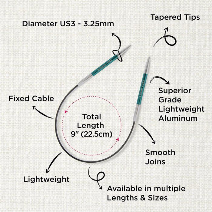 Aiguilles à Tricoter Circulaires KnitPro Zing - 22.5cm X 2.25mm En Aluminium Léger