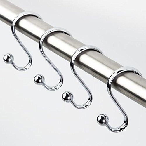 12x Crochets Rideau Douche TELAIN - Métal Antirouille - Double Face - Pour Salle De Bain Et Plus