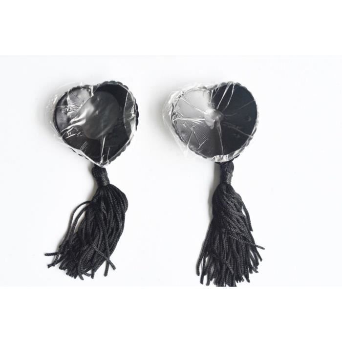 2 Paires Bijoux De Seins Cache-Tétons Nipples Strass Noirs - 5 Cm