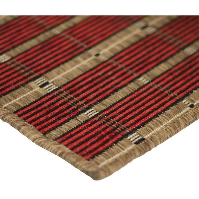 Tapis Rbati Rouge Tapis tissé à rayures rouge 60x110 - Cdiscount Maison