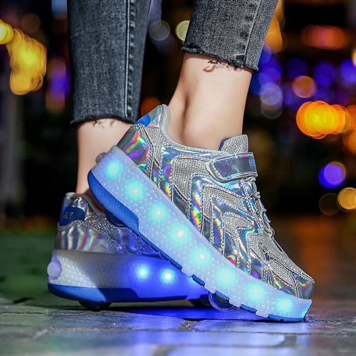 Baskets Enfants LED Chaussures Roller Skateshoes USB Charge À