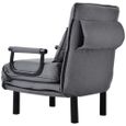Canapé-lit-fauteuil convertible, dossier réglable sur 6 positions, fauteuil pliable avec oreillers, assise rembourrée, canapé-3