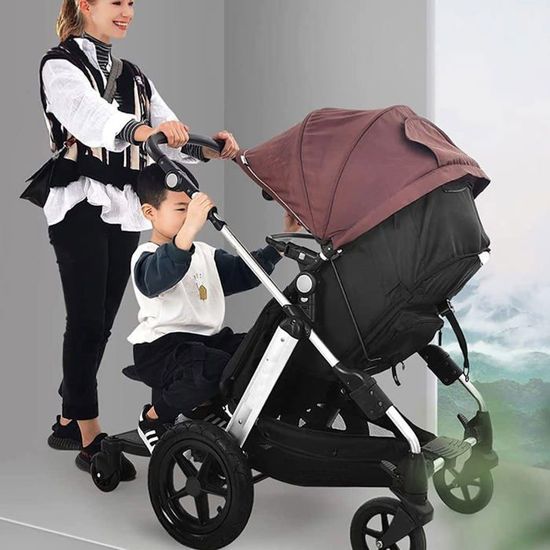 Buggy Board Poussette Buggy Board Vinnyooc Avec Siège - Marchepied Poussette Réglable 55kg Max - Enfant 3-7 Ans Hamac Poussette