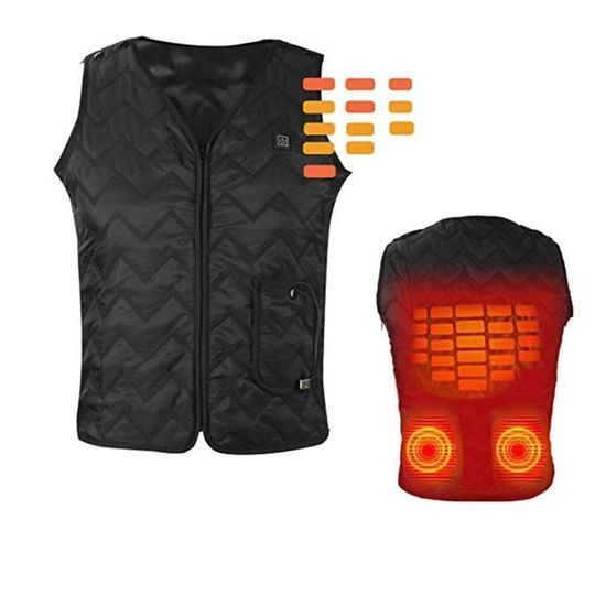 voyage p/êche Clenp Gilet chauffant dhiver unisexe sans manches avec fermeture /éclair intelligente et chargement USB en coton pour ski randonn/ée