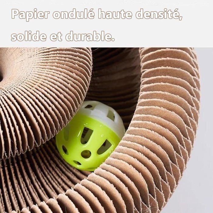 Griffoir Pliable Pour Chat En Carton Ondulé - Avec Balle Et Clochette - Multifonction Intérieur/extérieur - Design Modulable - Kitty Spin