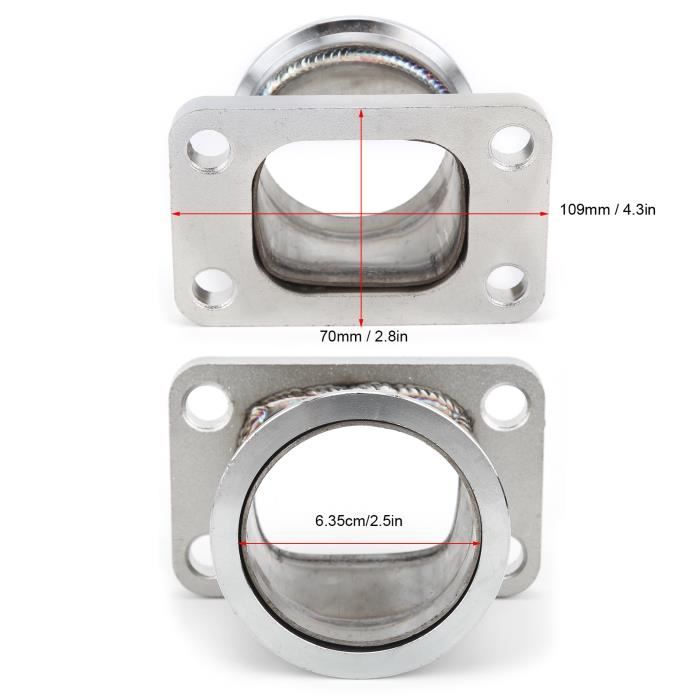 Adaptateur de bride Turbo ASHATA - Conversion en bande en V - Acier inoxydable T3 4 boulons