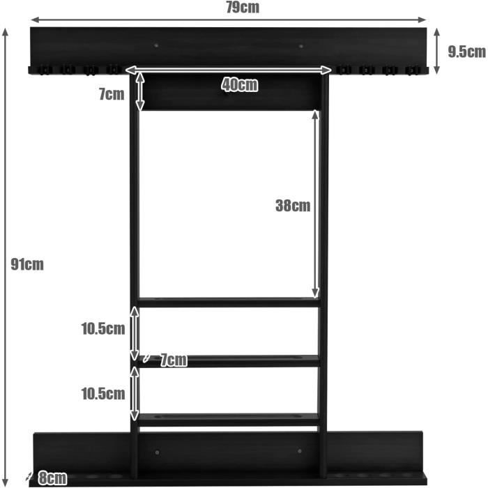 Support Mural Pour Queues De Billard - Peut Contenir 4 Queues, Noir, Fixation Incluse - 4