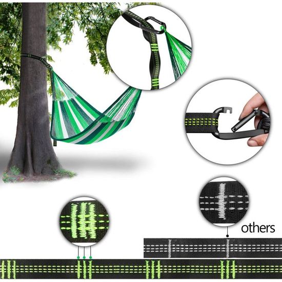 Lot De 4 Sangles Hamac Avec Crochets - Suspension Arbre, Charge 300 Kg, Polyester 2,5 X 25 Cm